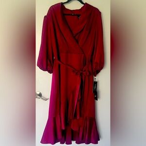 This a high/low, elegant, wine Adrianna Papell dress.